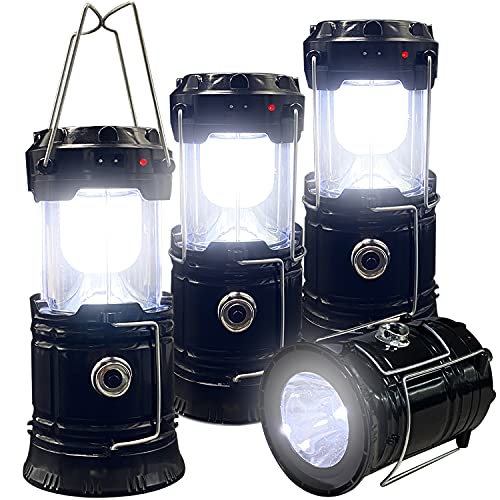 Collapsible Portable LED Camping Lantern XTAUTO Lightweight Waterproof Solar USB Rechargeable LED Flashlight Survival Kits for Indoor Outdoor Home Emergency Light Power Outages Hiking Hurricane 4-Pack : Sports & Outdoors