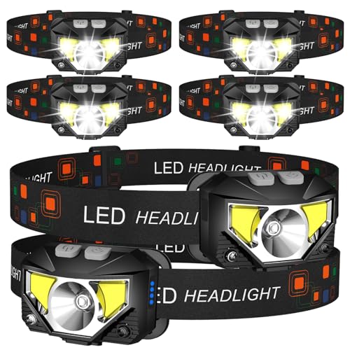 LHKNL Headlamp Flashlight, Lumen Ultra-Light Bright LED Rechargeable Headlight with White Red Light, 2-Pack Waterproof Motion Sensor Head Lamp,8 Modes for Outdoor Camping Running Hiking Fishing : Sports & Outdoors