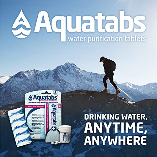 Aquatabs Water Purification Tablets (397mg, 100 Pack). Water Filtration System for Camping, Boating, Emergency Water, Survival Kit, and Marine. Easy-to-Use Water Purifier Treatment. : Sports & Outdoors