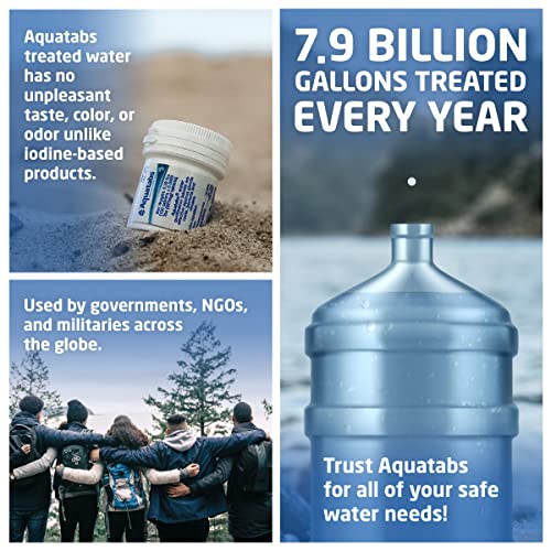 Aquatabs Water Purification Tablets (397mg, 100 Pack). Water Filtration System for Camping, Boating, Emergency Water, Survival Kit, and Marine. Easy-to-Use Water Purifier Treatment. : Sports & Outdoors