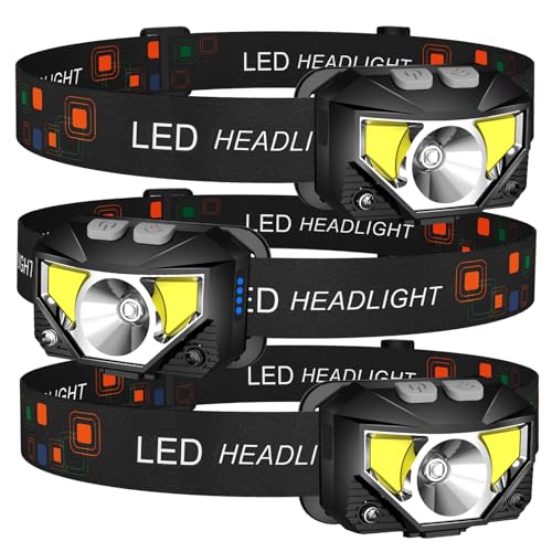 LHKNL Headlamp Flashlight, Lumen Ultra-Light Bright LED Rechargeable Headlight with White Red Light, 2-Pack Waterproof Motion Sensor Head Lamp,8 Modes for Outdoor Camping Running Hiking Fishing : Sports & Outdoors