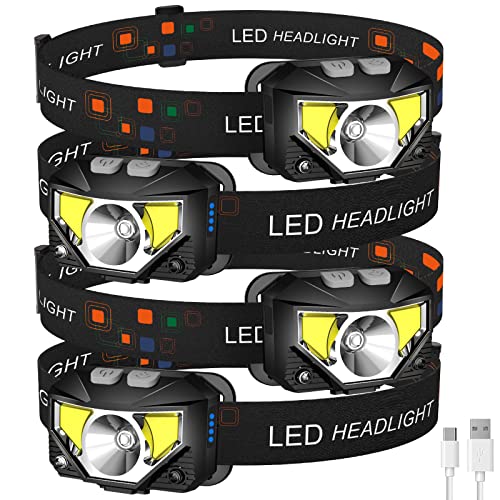 LHKNL Headlamp Flashlight, Lumen Ultra-Light Bright LED Rechargeable Headlight with White Red Light, 2-Pack Waterproof Motion Sensor Head Lamp,8 Modes for Outdoor Camping Running Hiking Fishing : Sports & Outdoors