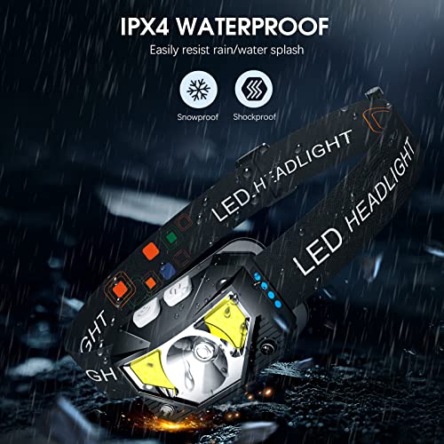 LHKNL Headlamp Flashlight, Lumen Ultra-Light Bright LED Rechargeable Headlight with White Red Light, 2-Pack Waterproof Motion Sensor Head Lamp,8 Modes for Outdoor Camping Running Hiking Fishing : Sports & Outdoors