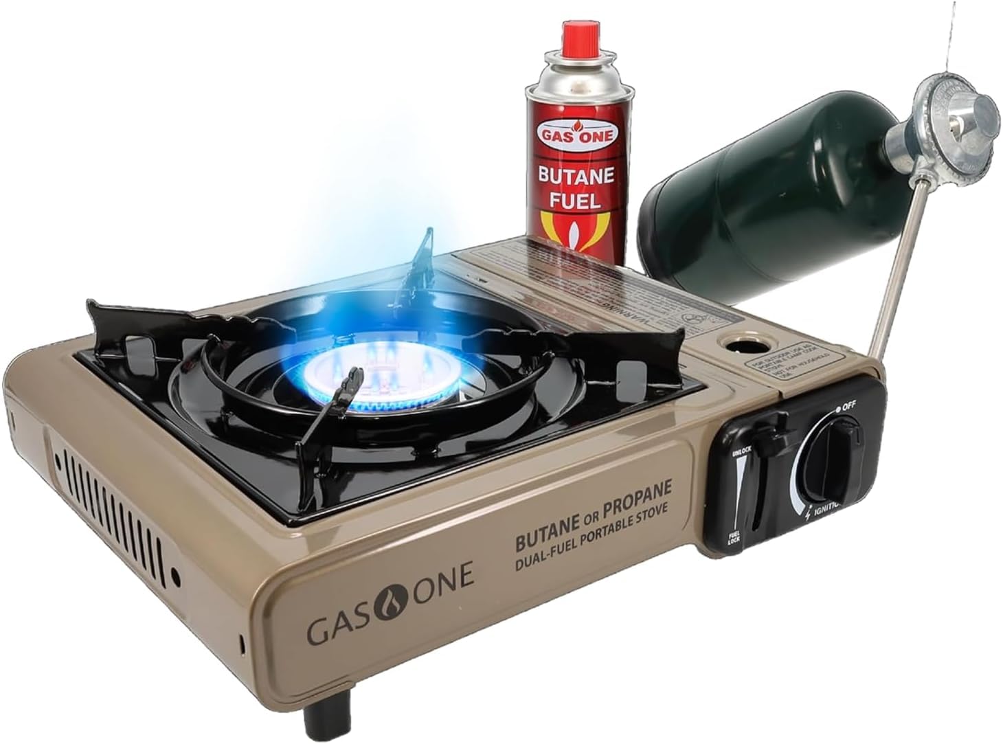 Gas One GS-3400P Propane or Butane Stove Dual Fuel Stove Portable Camping Stove - Patented - with Carrying Case Great for Emergency Preparedness Kit : Sports & Outdoors