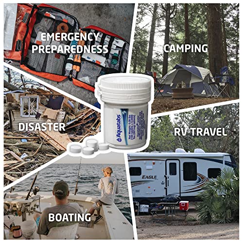 Aquatabs Water Purification Tablets (397mg, 100 Pack). Water Filtration System for Camping, Boating, Emergency Water, Survival Kit, and Marine. Easy-to-Use Water Purifier Treatment. : Sports & Outdoors