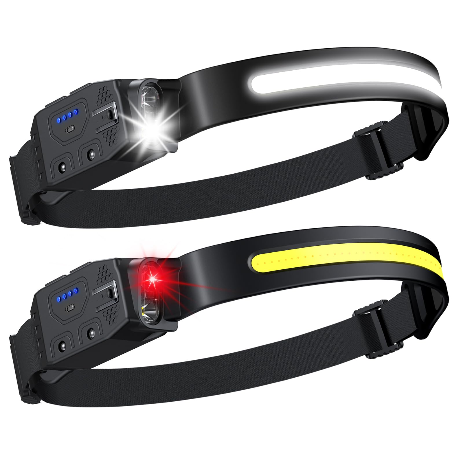 LHKNL Headlamp Flashlight, Lumen Ultra-Light Bright LED Rechargeable Headlight with White Red Light, 2-Pack Waterproof Motion Sensor Head Lamp,8 Modes for Outdoor Camping Running Hiking Fishing : Sports & Outdoors